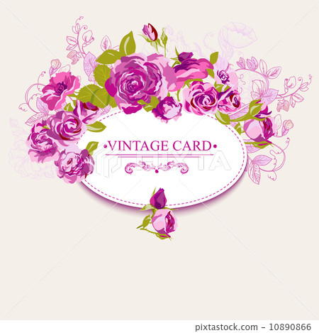 Vintage Floral Card with Roses - Stock Illustration [10890866] - PIXTA