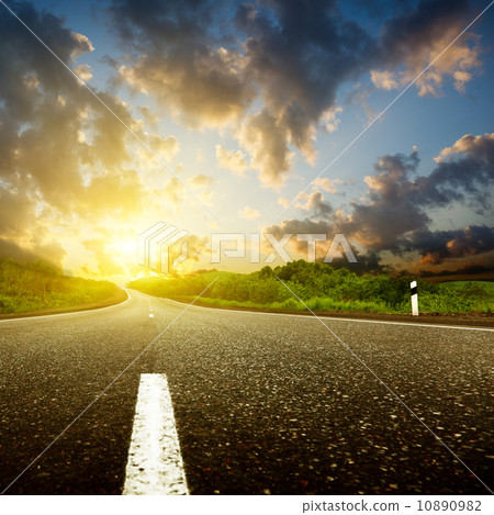 sunset and road 10890982