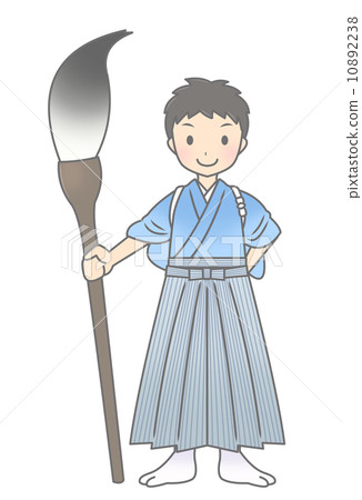 一個男孩用刷子 10892238