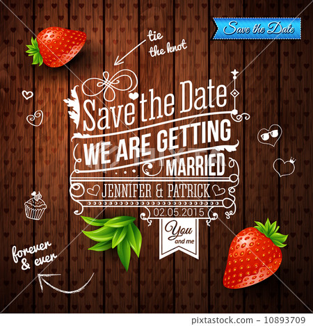 Save the date for personal holiday. Wedding invitation on wooden Save the date for personal holiday. Wedding invitation on wooden 10893709