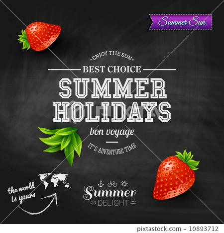 Summer design. Poster for summer holidays. Chalkboard background 10893712