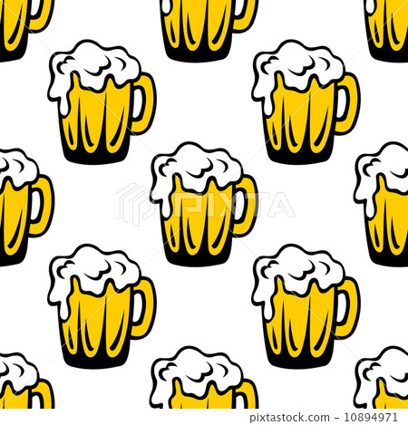 Pint of frothy beer seamless background pattern 10894971
