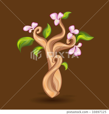 Vintage tree with flowers and leaves Vintage tree with flowers and leaves 10897125