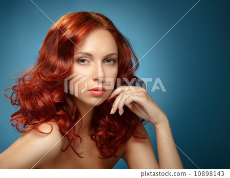 Fashion Woman Portrait. Long Curly Red Hair. 10898143