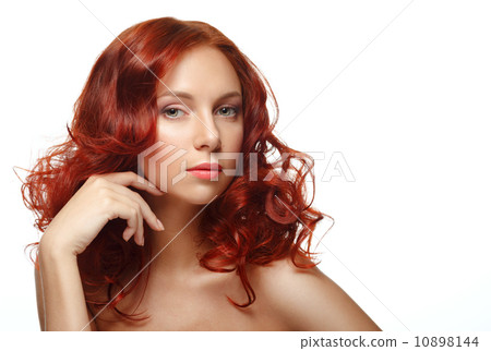 Long Curly Red Hair. Fashion Woman Portrait. 10898144