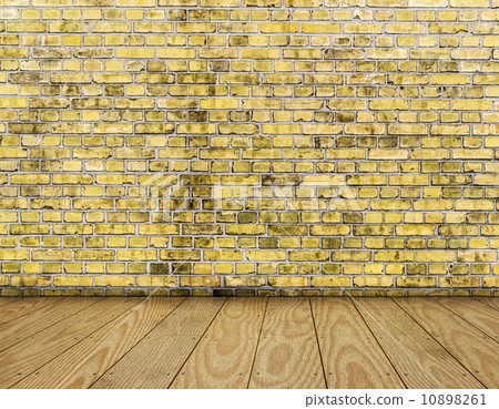 room interior vintage with yellow brick wall and wood floor back room interior vintage with yellow brick wall and wood floor back 10898261