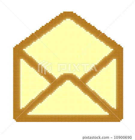 Cubes pixel image of opened yellow mail envelope 10900690