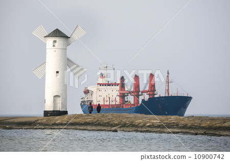 Ship entering port in Swinoujscie, Poland Ship entering port in Swinoujscie, Poland 10900742