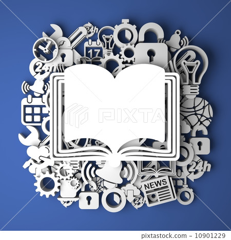 Open Book  Icon on Handmade Paper Decoration. 10901229