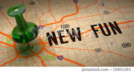 New Fun - Green Pushpin on a Map Background. New Fun - Green Pushpin on a Map Background. 10901263