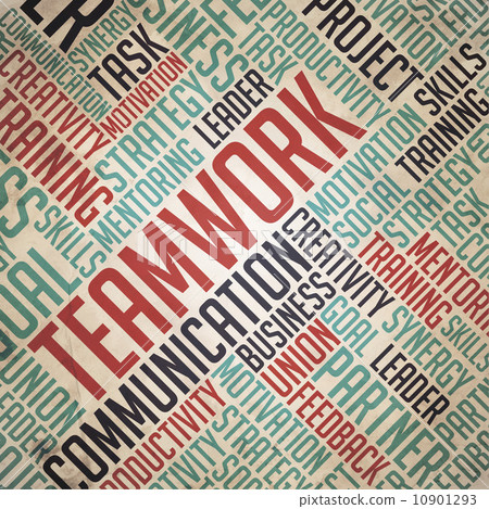 Teamwork - Red-Blue Grunge Wordcloud Concept. Teamwork - Red-Blue Grunge Wordcloud Concept. 10901293
