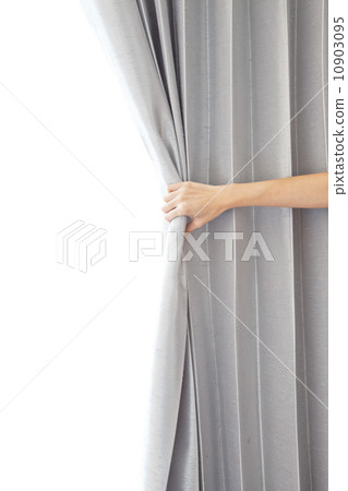 Opening the curtain and hand 10903095