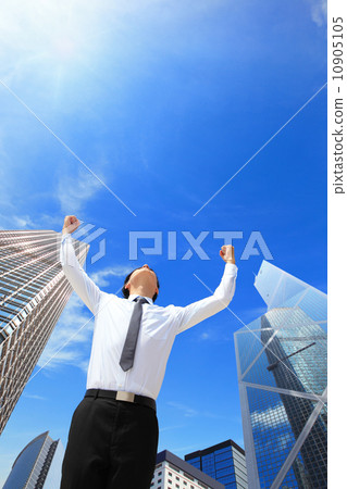 carefree business man arms up carefree business man arms up 10905105