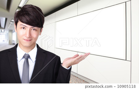 business man shows you empty billboard business man shows you empty billboard 10905118