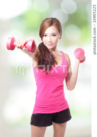 Young sport girl with dumbbells Young sport girl with dumbbells 10905225