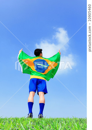 Excited man holding a brazil flag 10905460