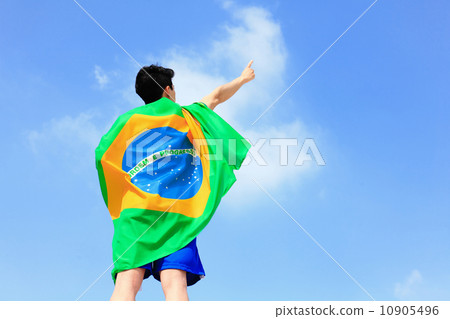 Excited man holding a brazil flag Excited man holding a brazil flag 10905496