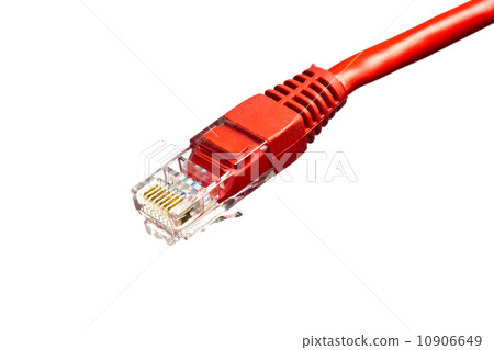 Red network plug on white 10906649