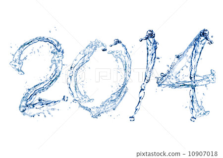 Happy New Year 2014 by water drop Happy New Year 2014 by water drop 10907018
