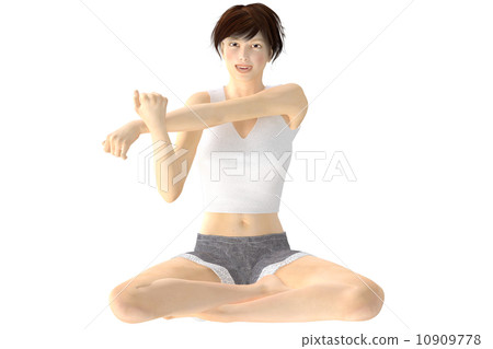 少婦坐地板舒展綜合性背景透明png例證材料 10909778