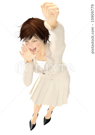 Young business woman singing cheers loudly Synthetic background Transparent png illustration material 10909779