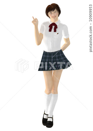 女性女孩高中復合材料的透明3DCG例證材料 10909953