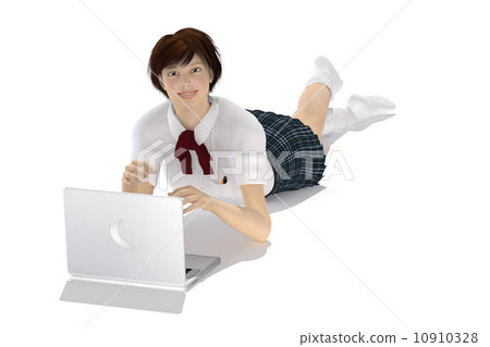 Girls high school student using illustrations material 10910328