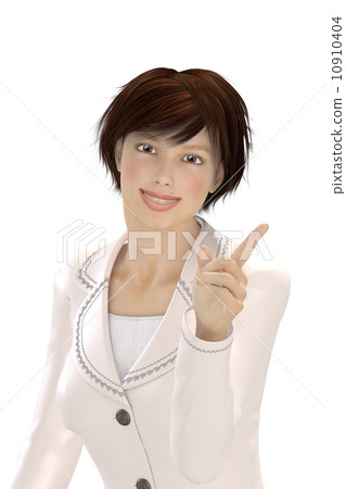 指向綜合背景透明3DCG例證材料的年輕女商人 10910404