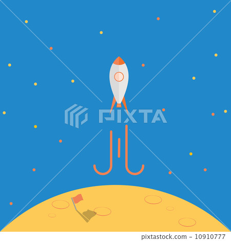 Spaceship launch from planet after mission completed scene. Spaceship launch from planet after mission completed scene. 10910777