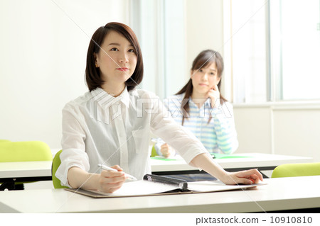 Two women studying in the classroom Two women studying in the classroom 10910810