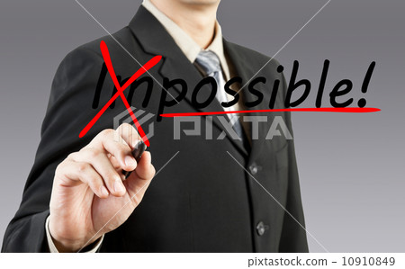 Motivation concept. Businessman changing the word impossible int 10910849