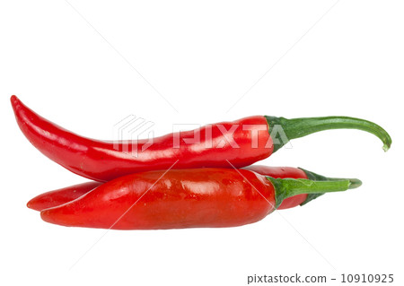 Red chili peppers isolated on the white Red chili peppers isolated on the white 10910925
