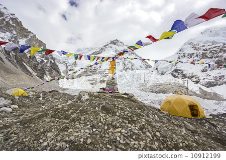Tents in Everest Base Camp in cloudy day, Nepal. Tents in Everest Base Camp in cloudy day, Nepal. 10912199