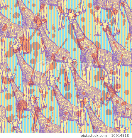 Sketch giraffe, vector vintage seamless pattern 10914518