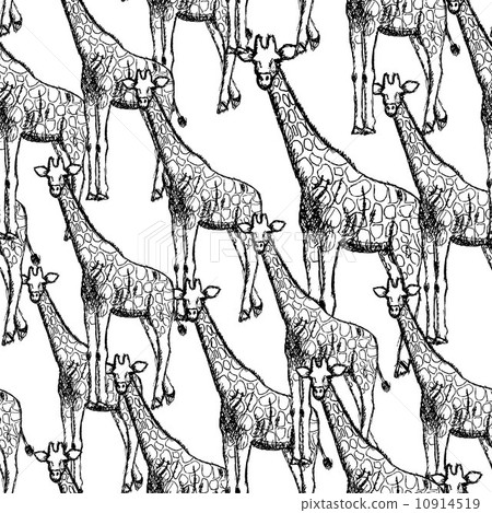 Sketch giraffe, vector vintage seamless pattern 10914519