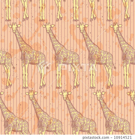 Sketch giraffe, vector vintage seamless pattern 10914521
