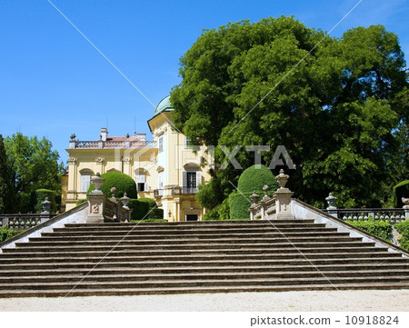 View from the down side of the stairs on the Buchlovice castle. 10918824