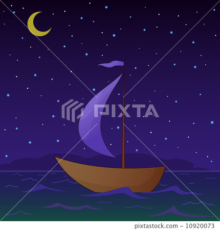 Ship floats at night 10920073