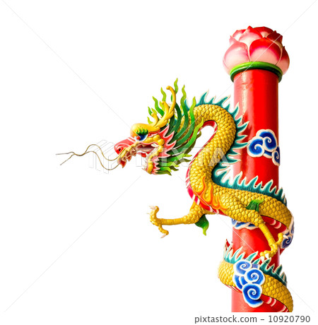 Isolated Chinese dragon sculpture Isolated Chinese dragon sculpture 10920790