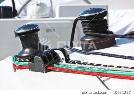 Winches and ropes, yacht detail 10921257