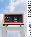 old style score board at football stadium with bluesky 10926499