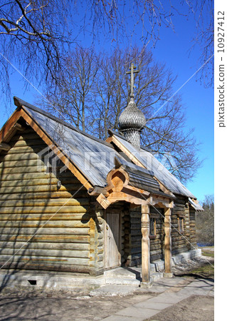 Russia. Old Ladoga. Dome of church sacred great martyr Dmitry Solunskiy and Georgievskiy cathedral o 10927412