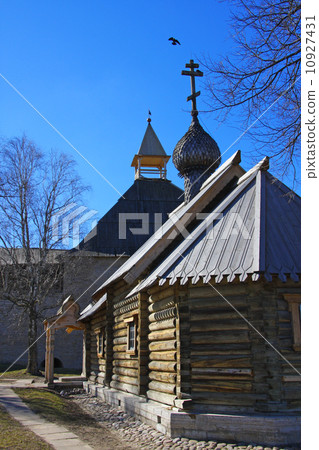 Russia. Old Ladoga. Church sacred great martyr of Dmitry Solunskiy on territory of fortress. Russia. Old Ladoga. Church sacred great martyr of Dmitry Solunskiy on territory of fortress. 10927431