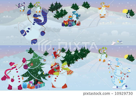 Snowmen living in magic forest morning Snowmen living in magic forest morning 10929730