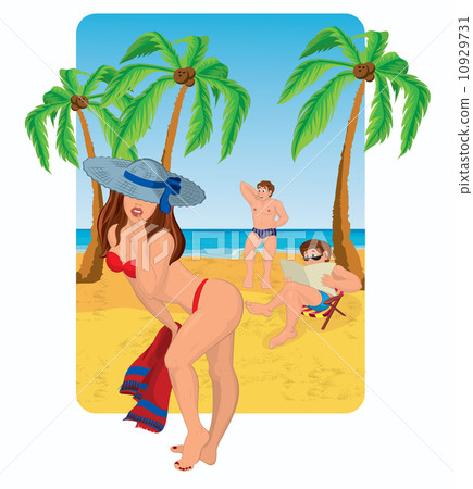 Two men are attracted to young sexy woman 10929731