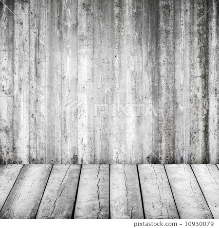 Abstract grunge white interior with wooden floor and wall 10930079