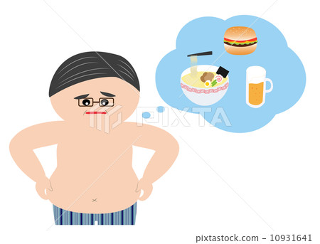 A middle-aged man who is concerned about the stomach of the stomach A middle-aged man who is concerned about the stomach of the stomach 10931641