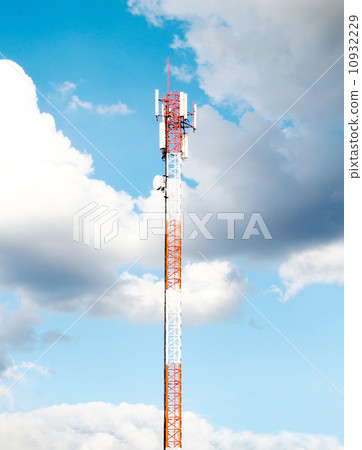 mobile telecommunication tower with sky background mobile telecommunication tower with sky background 10932229