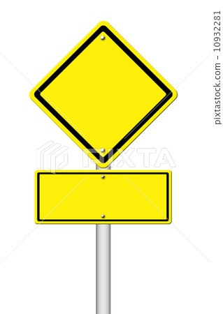 Yellow blank sign on white - Stock Illustration [10932281] - PIXTA