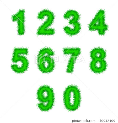 green tinsel digits on white green tinsel digits on white 10932409